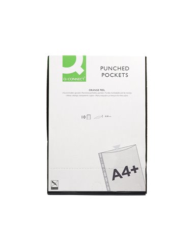 POCHETTE Q-CONNECT POLYPROPYLENE GRAINE PERFOREE FOLIO 80 MC SACHET 10 UNITES