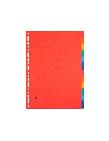 INTERCALAIRE EXACOMPTA CARTE LUSTREE 225GR A4 12 POSITIONS COLORIS ASSORTIS