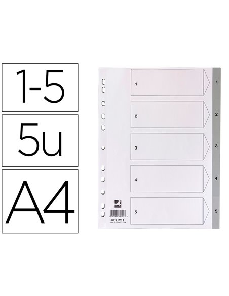 INTERCALAIRE Q-CONNECT NUMERIQUE 1-5 PLASTIQUE 5 POSITIONS A4 INDICE  MULTIPERFORE
