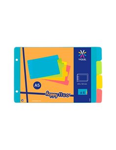 INTERCALAIRES VIQUEL A5 HAPPY FLUO 4 POSITIONS 14,5X22,5CM  COLORIS ASSORTIS