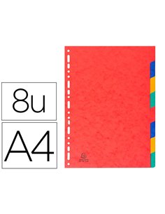 INTERCALAIRE EXACOMPTA CARTE LUSTRÉE RÉSISTANTE 225G 8 TOUCHES A4 COLORIS ASSORTIS