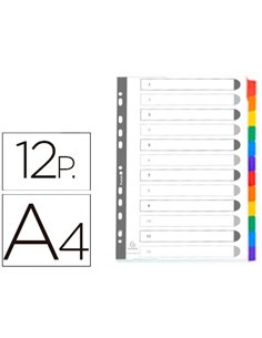 INTERCALAIRE EXACOMPTA CARTE BLANCHE 160G 12 POSITIONS A4 ONGLETS COULEUR RENFORCÉS