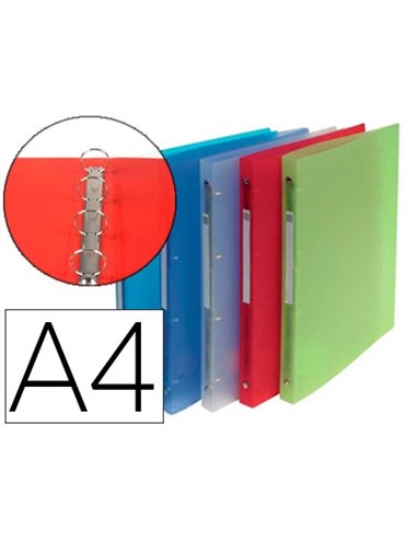 CLASSEUR EXACOMPTA CHROMALINE 4 ANNEAUX 15MM A4 POLYPROPYLÈNE DOS 20MM COLORIS ASSORTIS