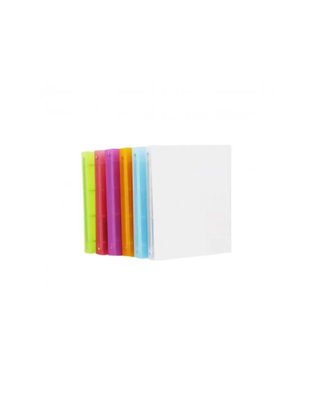 CLASSEUR 4 ANNEAUX POLYPRO OFFICE PLAST DOS 30MM 32X25 CM 5 COLORIS ASSORTIS