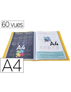 PROTEGE DOCUMENTS EXACOMPTA A4 COUVERTURE POLYPRO SOUPLE  MATE 60 VUES GRAINEES ANTI  REFLET COLORIS JAUNE