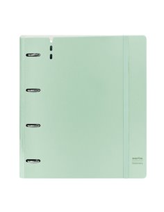 Classeur Safta 4 anneaux - Mousse PP - Anneaux 35 mm - Contient 100 feuilles A4 - 27 x 32 x 4 cm - Vert pastel