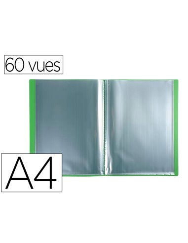 PROTEGE DOCUMENTS EXACOMPTA A4 COUVERTURE POLYPRO SOUPLE  MATE 60 VUES GRAINEES ANTI  REFLET COLORIS VERT