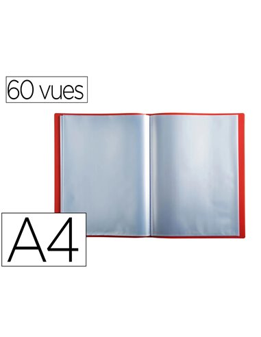 PROTEGE DOCUMENTS EXACOMPTA A4 COUVERTURE POLYPRO SOUPLE  MATE 60 VUES GRAINEES ANTI  REFLET COLORIS ROUGE