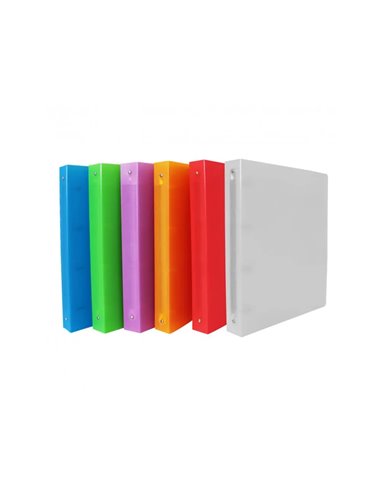 CLASSEUR SOUPLE 4 ANNEAUX POLYPRO OFFICE PLAST 32X26,8  CM DOS 40MM COLORIS ASSORTIS