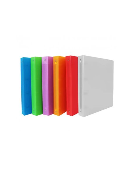 CLASSEUR SOUPLE 4 ANNEAUX POLYPRO OFFICE PLAST 32X26,8  CM DOS 40MM COLORIS ASSORTIS