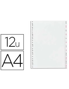 INTERCALAIRE OXFORD POLYPROPYLÈNE SOUPLE GRIS 12 POSITIONS A4 210X297MM DÉSIGNATION MENSUEL ONGLETS BICOLORES