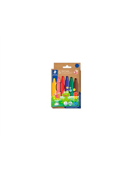 FEUTRE COLORIAGE STAEDTLER NORIS JUNIOR 329 HEXAGONAL  POINTE LARGE COLORIS ASSORTIS ETUI CARTON 6 UNITES