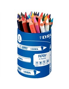CRAYON COULEUR LYRA FERBY TRIANGULAIRE 120MM EXTRÉMITÉ FERMÉE USAGE ÉCONOME MINE 6.25MM DIAMÈTRE ÉTUI CARTON 36 UNITÉS