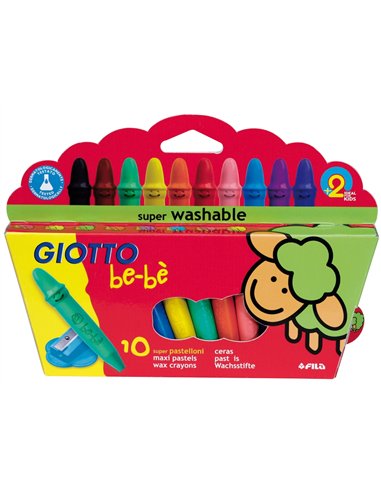 CRAYON CIRE COULEUR GIOTTO BE-BÈ + 1 TAILLE-CRAYON ÉTUI 10 UNITÉS