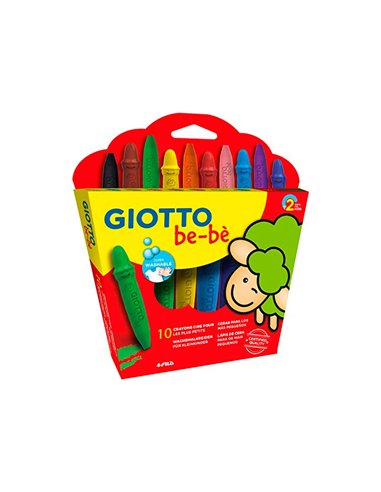 CRAYON CIRE COULEUR GIOTTO BE-BÈ + 1 TAILLE-CRAYON ÉTUI 10 UNITÉS
