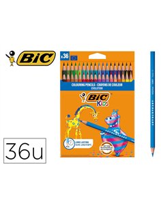 CRAYON COULEUR BIC INTENSITY MINE DOUCE CORPS NOIR MAT EMBOUT COULEUR MINE COLORIS ASSORTIS BOITE METALLIQUE 36 UNITES