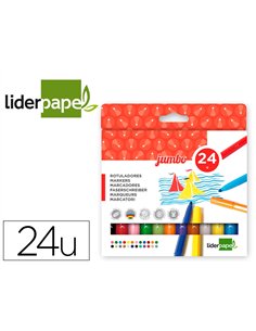 FEUTRE COLORIAGE LIDERPAPEL JUMBO LONGUEUR ÉCRITURE 800M POINTE NYLON 5MM DIAMÈTRE BOÎTE CARTON 24 UNITÉS