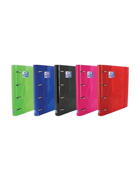 Classeur Oxford Europeanbinder Classic 4 anneaux A4+ avec grille 5 x 5 mm et 4 trous - Fermeture élastique - Couleurs assorties