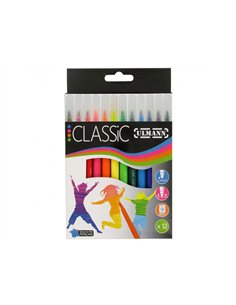 POCHETTE FEUTRES DE COLORIAGE ULMANN POINTE MOYENNE BLOQUEE 12 UNITES COLORIS ASSORTIS