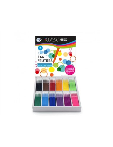 CLASSPACK FEUTRES DE COLORIAGE ULMANN POINTE MOYENNE BLOQUEE 144  UNITES COLORIS ASSORTIS