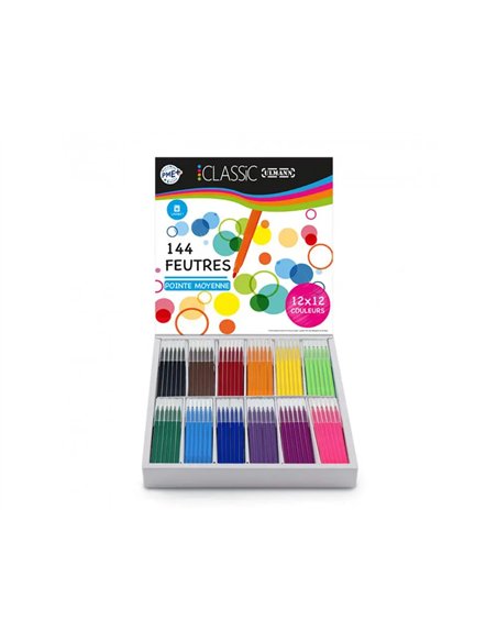 CLASSPACK FEUTRES DE COLORIAGE ULMANN POINTE MOYENNE BLOQUEE 144  UNITES COLORIS ASSORTIS