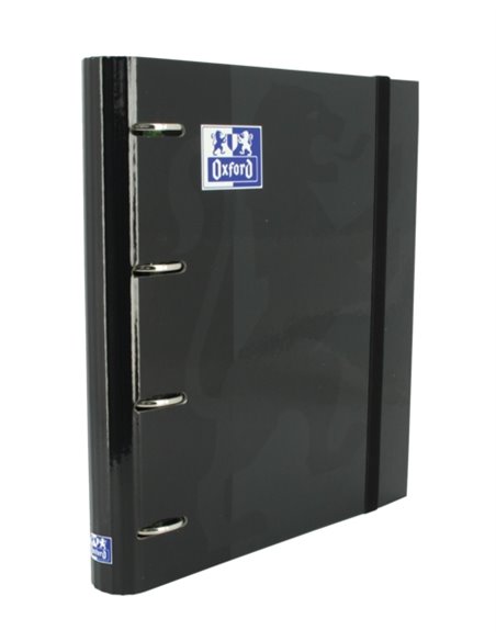 Classeur à anneaux Oxford Europeanbinder Classic A4+ avec recharges quadrillées 5x5 - Couverture extra rigide - Fermeture élasti