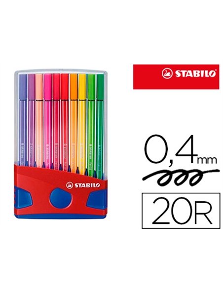 FEUTRE COLORIAGE STABILO PEN 68 ENCRE AQUARELLABLE POINTE  OGIVE MOYENNE ROBUSTE COLOR PARADE ETUI CHEVALET 20