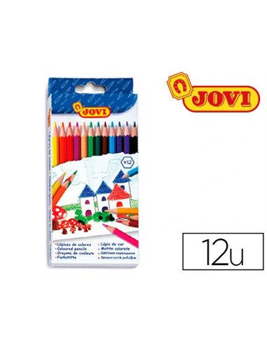 CRAYON COULEUR JOVI BOIS HEXAGONAL 175MM MINE 7.5MM COULEURS VIVES ÉTUI CARTON 12 UNITÉS