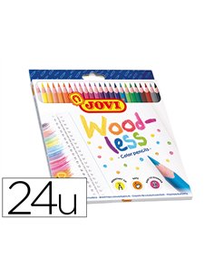 CRAYON COULEUR JOVI WOODLESS TRIANGULAIRE MINE RESISTANTE  HAUT POUVOIR COUVRANT INODORE COULEURS VIVES ETUI 24 UNITES
