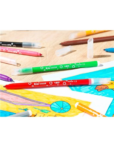Feutres de coloriage bic encre ultra lavable. Pointe de 1 mm. D cor fantaisie. Pot de 36 unit s.