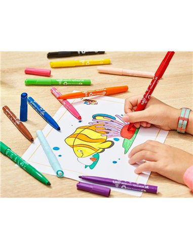 FEUTRE BIC KIDS VISACOLOR XL ENCRE LAVABLE POINTE LARGE  BLOQUEE COLORIS BRUN