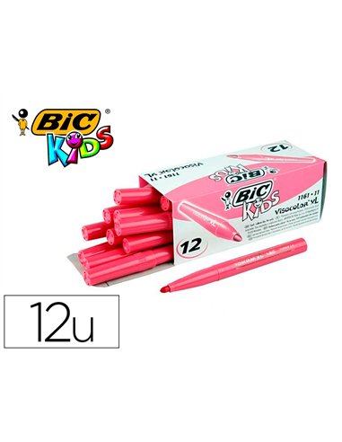FEUTRE BIC KIDS VISACOLOR XL ENCRE LAVABLE POINTE LARGE  BLOQUEE COLORIS ROSE