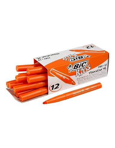 FEUTRE BIC KIDS VISACOLOR XL ENCRE LAVABLE POINTE LARGE  BLOQUEE COLORIS ORANGE