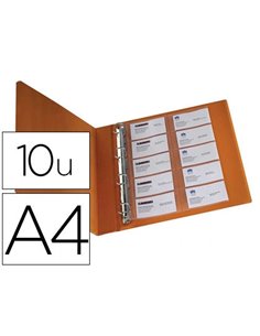 POCHETTE Q-CONNECT POLYPROPYLENE A4 LISSE 8/100E POUR CARTESDE VISITE CAPACITE 200 CARTES SACHET DE 10 U