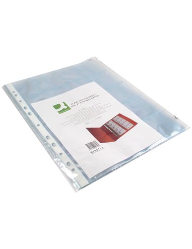 POCHETTE Q-CONNECT POLYPROPYLENE A4 LISSE 8/100E POUR CARTESDE VISITE CAPACITE 200 CARTES SACHET DE 10 U