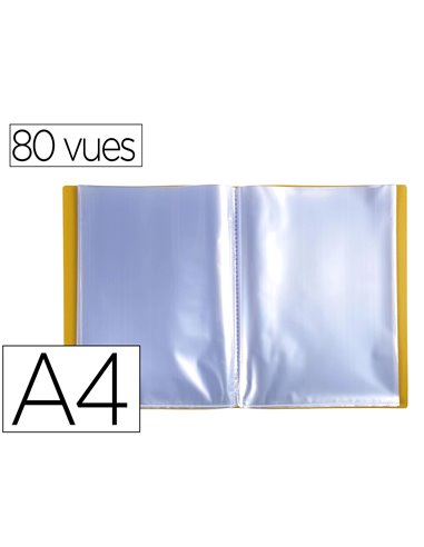 PROTEGE DOCUMENTS EXACOMPTA A4 COUVERTURE POLYPRO SOUPLE  MATE 80 VUES GRAINEES ANTI  REFLET COLORIS JAUNE