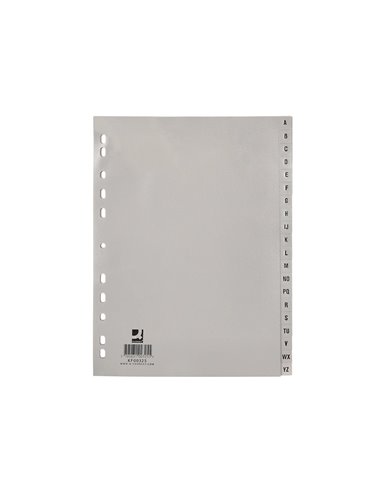 INTERCALAIRE Q-CONNECT PP 12/ 100E A4 225X297MM MULTIPERFORÉ ALPHABET GRAVÉ ONGLETS COLORIS GRIS