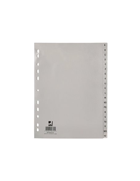 INTERCALAIRE Q-CONNECT PP 12/ 100E A4 225X297MM MULTIPERFORÉ ALPHABET GRAVÉ ONGLETS COLORIS GRIS