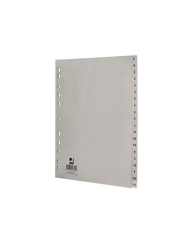 INTERCALAIRE Q-CONNECT PP 12/ 100E A4 225X297MM MULTIPERFORÉ ALPHABET GRAVÉ ONGLETS COLORIS GRIS