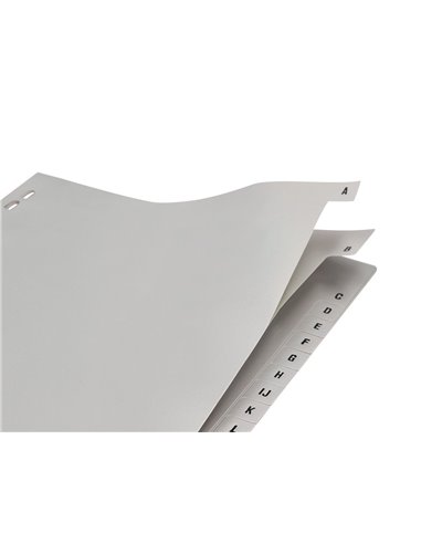 INTERCALAIRE Q-CONNECT PP 12/ 100E A4 225X297MM MULTIPERFORÉ ALPHABET GRAVÉ ONGLETS COLORIS GRIS