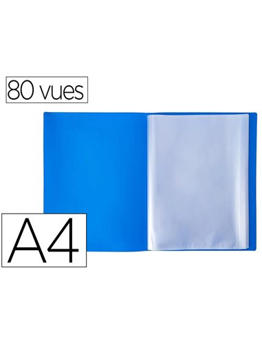 PROTEGE DOCUMENTS EXACOMPTA A4 COUVERTURE POLYPRO SOUPLE  MATE 80 VUES GRAINEES ANTI  REFLET COLORIS BLEU