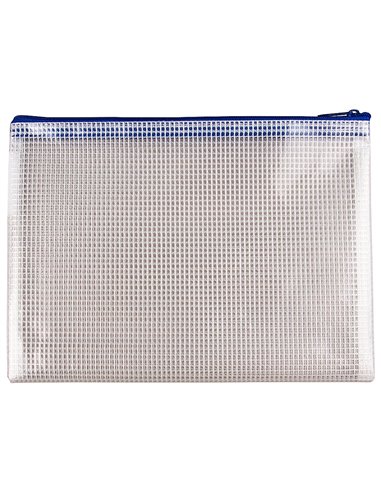 POCHETTE Q-CONNECT PORTE-DOCUMENTS PVC A5 OUVERTURE SUPÉRIEURE AVEC FERMETURE ÉCLAIR COLORIS BLEU