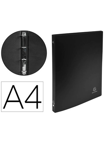 CLASSEUR EXACOMPTA OPAK 4 ANNEAUX 15MM POLYPROPYLÈNE MAT 5/10E DOS 20MM A4 COLORIS NOIR