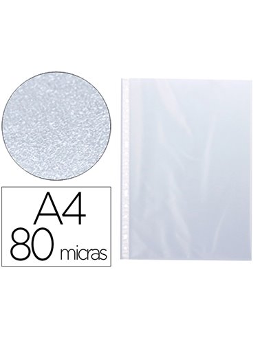 POCHETTE Q-CONNECT POLYPROPYLÈNE GRAINÉ 8/100E PERFORÉE ANTISTATIQUE A4 SACHET 10 UNITÉS