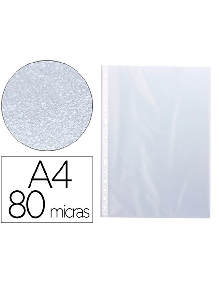 POCHETTE Q-CONNECT POLYPROPYLÈNE GRAINÉ 8/100E PERFORÉE ANTISTATIQUE A4 SACHET 10 UNITÉS