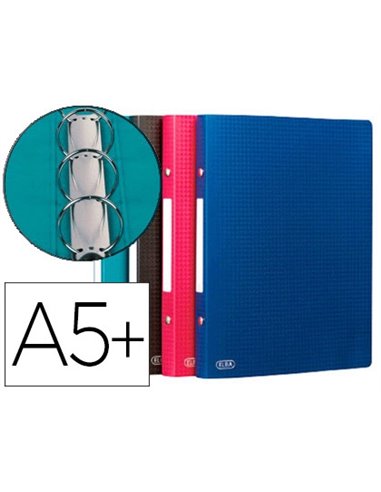 CLASSEUR OXFORD MEMPHIS 2 ANNEAUX RONDS 15MM POLYPROPYLÈNE 5/10E 170X220MM DOS 20MM 60F COLORIS ASSORTIS