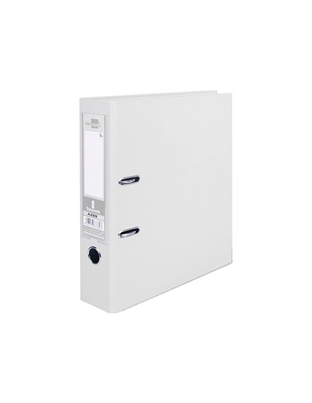 CLASSEUR LEVIER LIDERPAPEL A4 DOCUMENTA CARTON REMBORDÉ PVC 1,9MM DOS 75MM RADO MÉTALLIQUE COLORIS BLANC