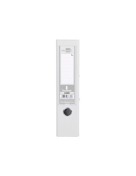 CLASSEUR LEVIER LIDERPAPEL A4 DOCUMENTA CARTON REMBORDÉ PVC 1,9MM DOS 75MM RADO MÉTALLIQUE COLORIS BLANC