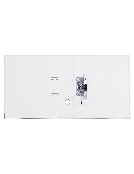 CLASSEUR LEVIER LIDERPAPEL A4 DOCUMENTA CARTON REMBORDÉ PVC 1,9MM DOS 75MM RADO MÉTALLIQUE COLORIS BLANC