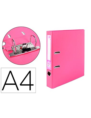 CLASSEUR LEVIER LIDERPAPEL A4 DOCUMENTA CARTON REMBORDÉ 1,9MM DOS 52MM RADO MÉTALLIQUE COLORIS ROSE